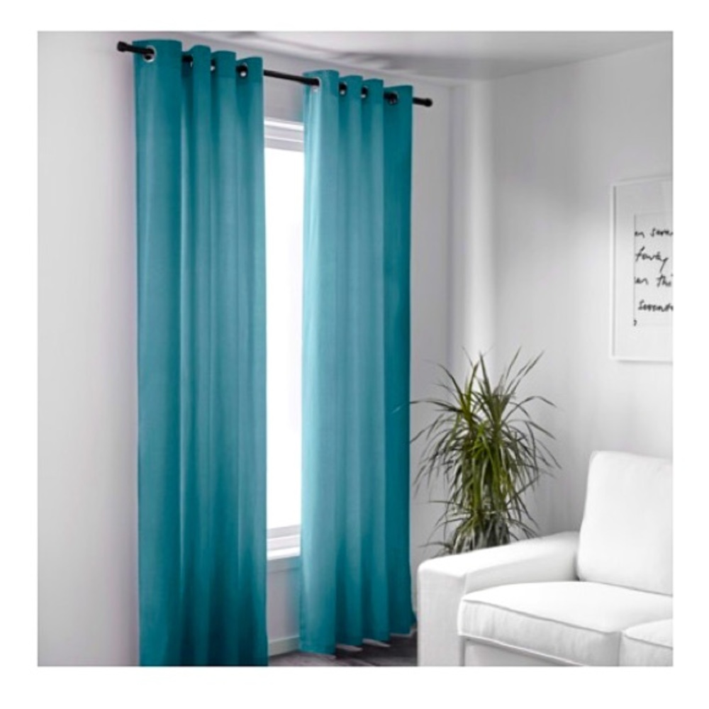 IKEA sanela velvet turquoise curtains - NEW 2 pack